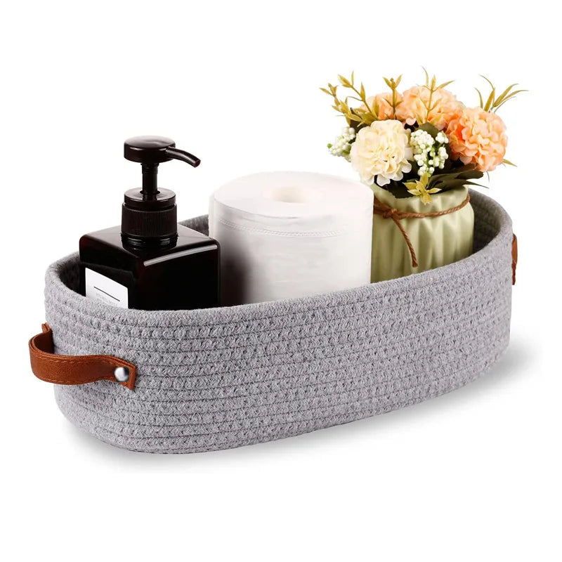panier tressé bohème multifonctionnel poignées rangement jouets articles divers beige blanc marronclair