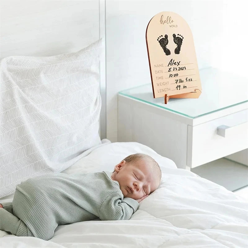 cadre photo échographie bois naturel clips inclusion naissance empreintes pieds information bébé minimaliste souvenirs