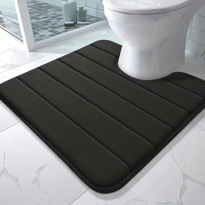 tapis bain mousse rayures horizontales gris moderne antidérapant absorbant pvc