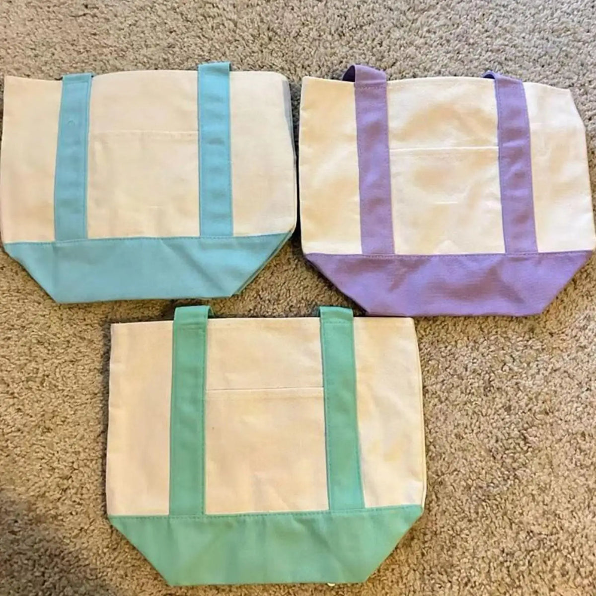 sac réutilisable polyestère blanc rose bleu vert pastel pochettes shopping étudiants camping