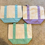 sac réutilisable polyestère blanc rose bleu vert pastel pochettes shopping étudiants camping