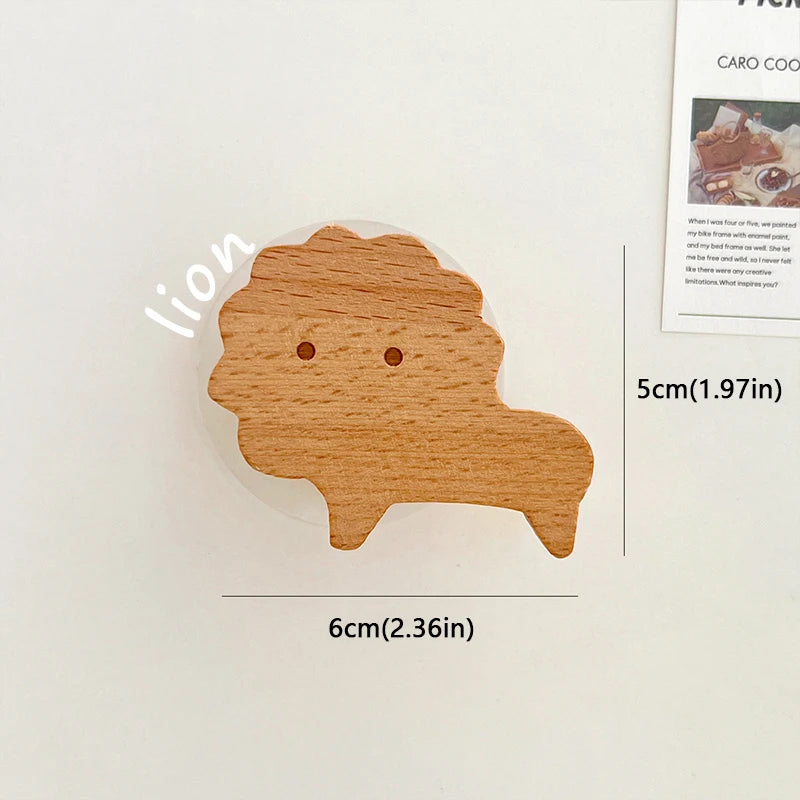 porte clés forme animaux bois naturel minimaliste suction lion girafe hippopotame tortue