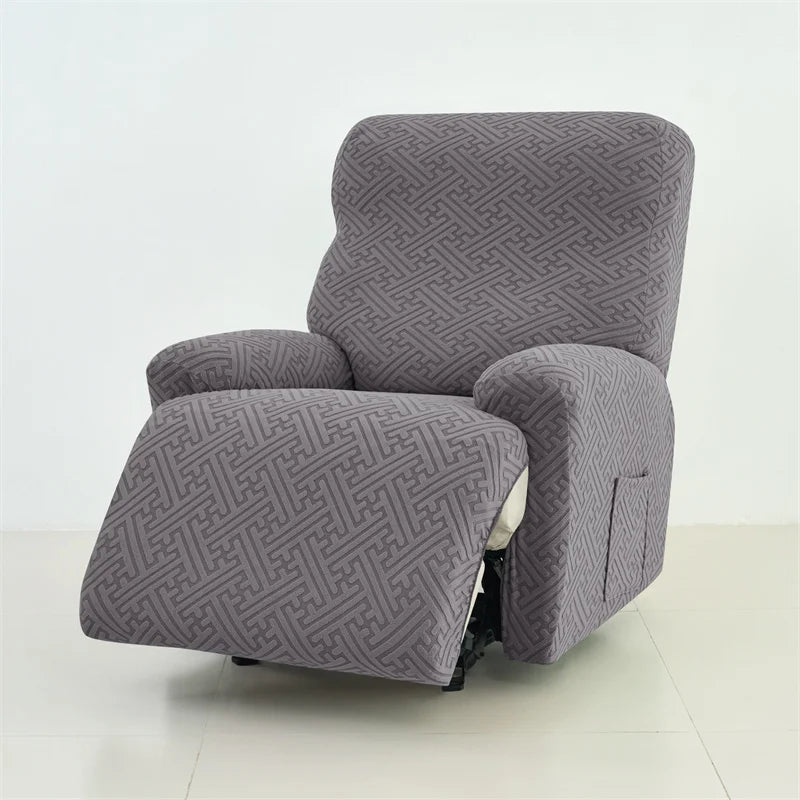 housses fauteuil inclinable jacquard beige motif géométrique moderne fixation pièces polyestère lavable automne hiver