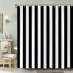 rideau douche noir blanc rayures horizontales moderne opacité métalliques polyester