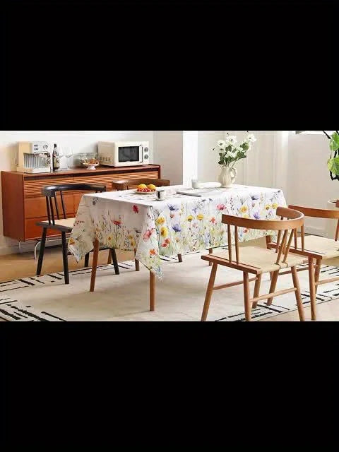 nappe rectangulaire fleurs colorées moderne réutilisable polyester maison printemps multicolore jaune rouge bleu vert