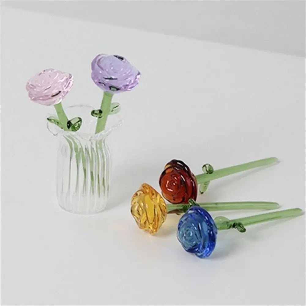 bouquet fleurs artificielles roses coeurs transparentes vase verre moderne artisanal