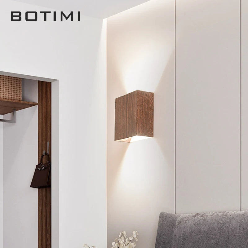 lampe murale moderne bois naturel marron clair éclairage quotidien chambre entrée étude interrupteur bouton