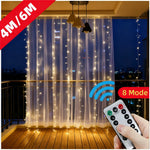 guirlande lumineuse rideau led blanc doré telecommande usb decoration noel maison interieur