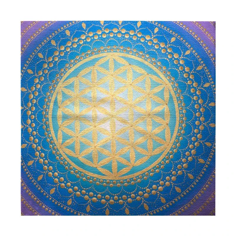 tableau géométrique mandala vert rouge bleu orange artistique abstrait imperméable polyester