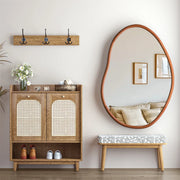 miroir mural asymétrique cadre bois marron taille 74x110cm intérieur decoration chambre salon couloir