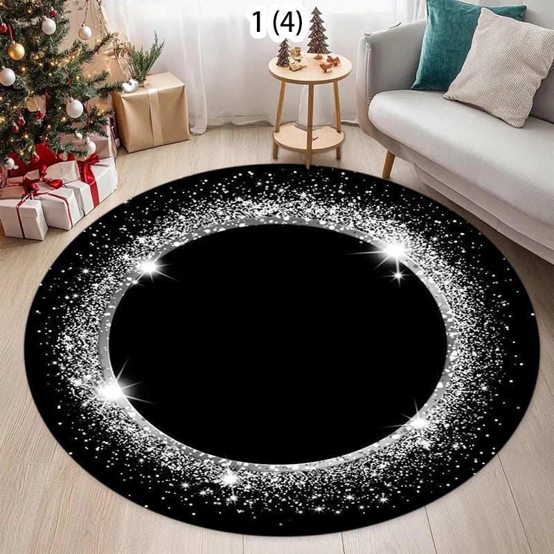 tapis rond moderne étoiles papillon fleurs anti dérapant polyester 80cm 120cm chambre salon or