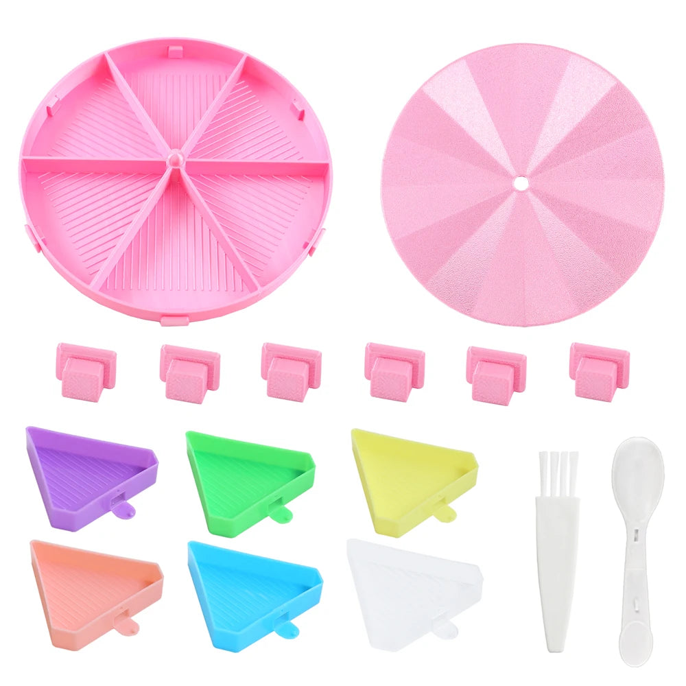 palette broderies six compartiments violet bleu vert rose moderne diagonales géométriques opaques brosse incluses.codes