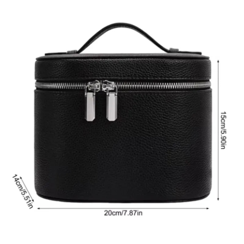 boîte rangement cosmétique cuir marron noir rose blanc moderne minimaliste impermeable poignee amovible