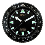 horloge murale quartz lumineuse marin cadran noir aiguilles colorées lunette graduée