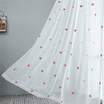 rideau moderne cœur imprimé tulle transparent chambre salon polyester coton