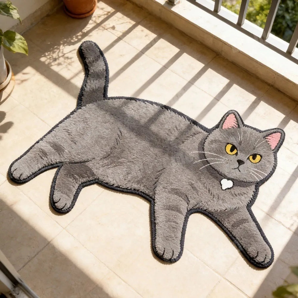 tapis sol antidérapant imperméable chats imprimé noir blanc gris animaux couloir exercice adultes