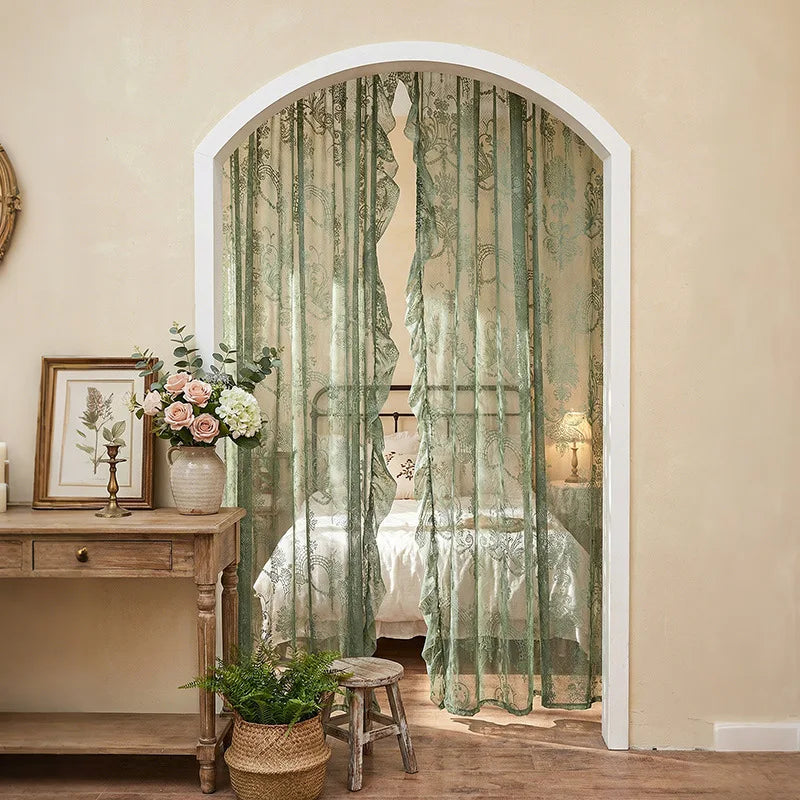 rideau floral transparent polyester beige clair classique décoration intérieure chambre
