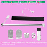 rideau motorisé argenté moderne clips rechargeable compatible google alexa tuya zigbee télécommande