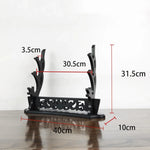 support étagère sabres bois sculpté motifs floraux moderne vis fixations noir