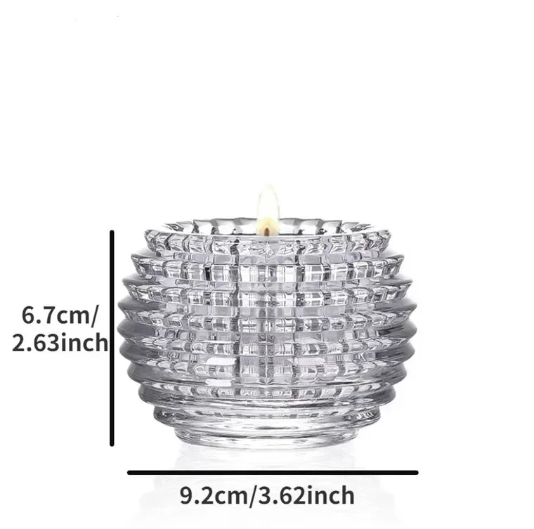 Lot de 2 bougeoirs ronds en verre doré