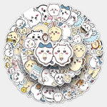 stickers kawaii dessins animés blanc beige bleu rose vert noir 10pcs 30pcs 50pcs