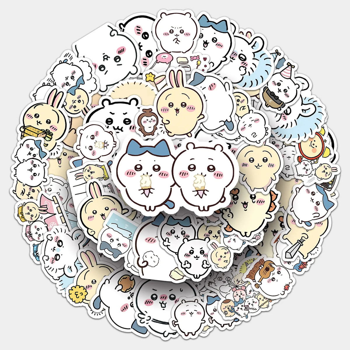 stickers kawaii dessins animés blanc beige bleu rose vert noir 10pcs 30pcs 50pcs