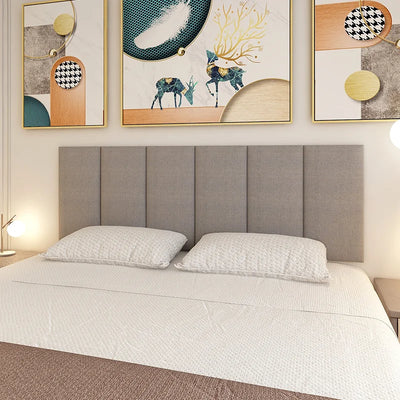 Panneau mural tête de lit auto-adhésif en tissu coton-lin gris foncé