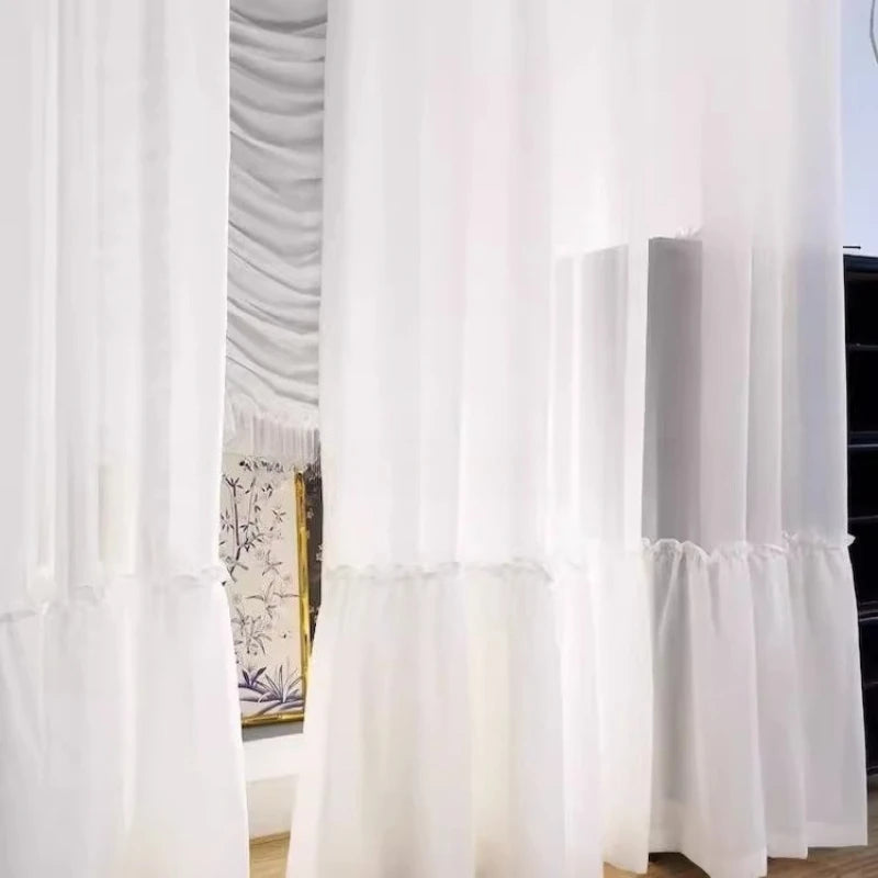 rideau blanc tulle transparent classique romantique fenêtre polyester