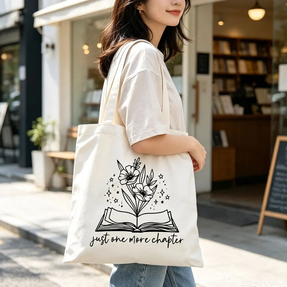 sac main toile motif floral lettre moderne blanc usage quotidien voyage étudiant enseignant