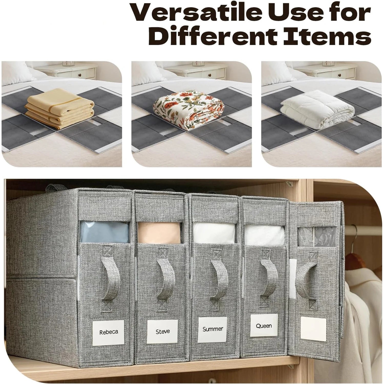Boîte de rangement draps pliable verte avec poignées - Ombre Interieur