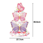 décoration gâteau papillons fleurs rose violet blanc doré piquet anniversaire mariage fête enfants