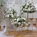 support fleurs artificielles moderne bouquet doré élégant décoration mariage tablecoration métal or rouge blanc