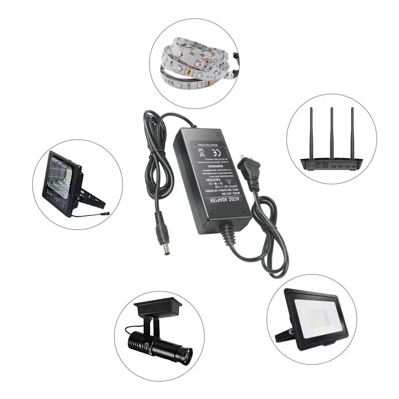 adaptateur secteur alimentation led 12v dc transformateur courant continu ruban lumineux noir