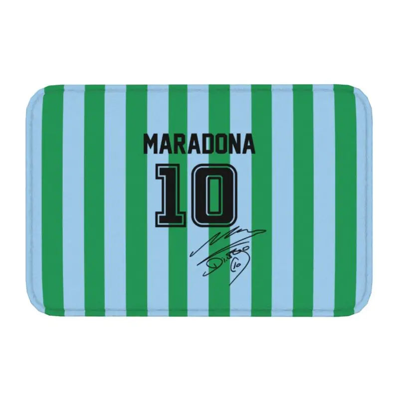 tapis noir bleu blanc maradona signature numéro moderne extérieur antidérapant imperméable sol porte