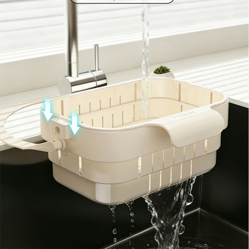 panier cuisine suspendu moderne beige clair durable abs efficace organisation évier salle bain ustensiles