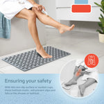 tapis bain antidérapant gris moderne perforations adhésif salle bain respectueux environnement lavable machine