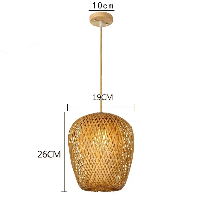 lampe suspendue moderne rustique tissage bambou naturel beige pince lampe