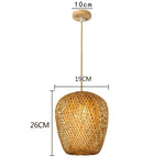 lampe suspendue moderne rustique tissage bambou naturel beige pince lampe