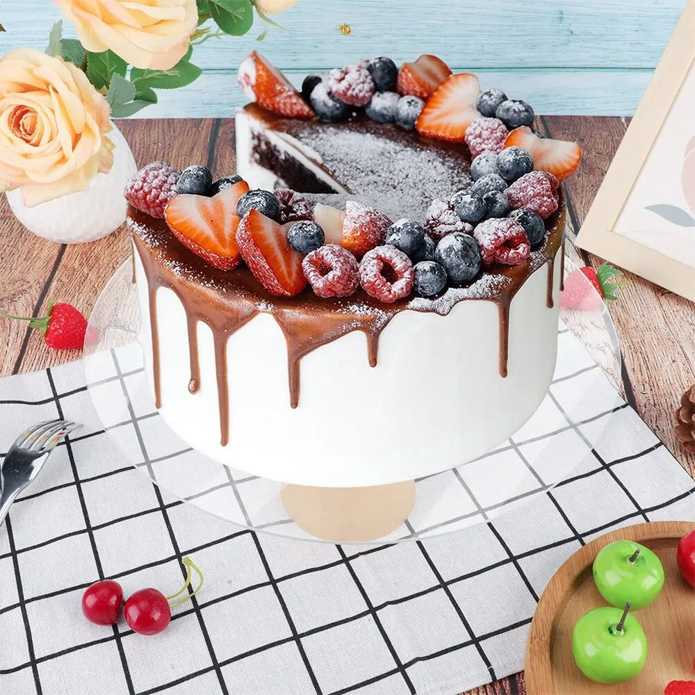 disque transparent acrylique presentation gateau diametre variante moderne cuisine baking deco fond neutre