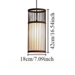lampe suspendue moderne bambou tissé main boho rayures verticales beige noir