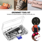 kit grommets argentés outils perforation boîte rangement textiles pratique utilitaire