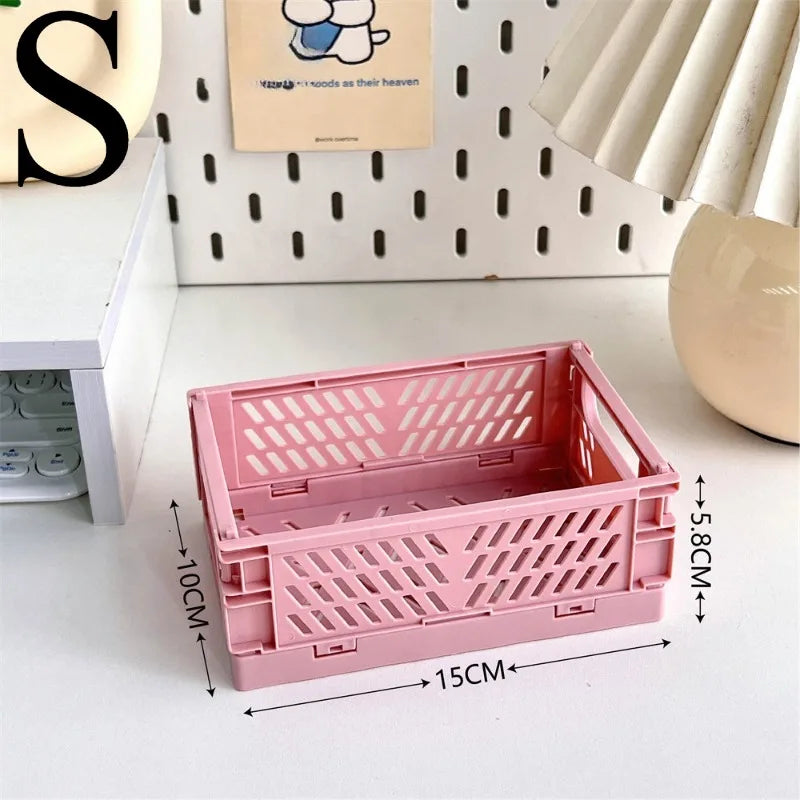 paniers rangement pliables moderne rose bleu beige vert cosmétiques papeterie étudiant