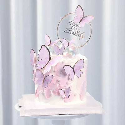 Décoration de gâteau papillon peint à la main jaune clair
