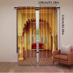 rideau ornemental floral classique dorés motifs floraux opaques polyester rouge beige