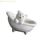 vasque céramique cochon ours blanc rose gris décoration cartoon fleur artificielle