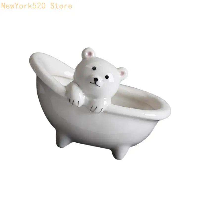vasque céramique cochon ours blanc rose gris décoration cartoon fleur artificielle