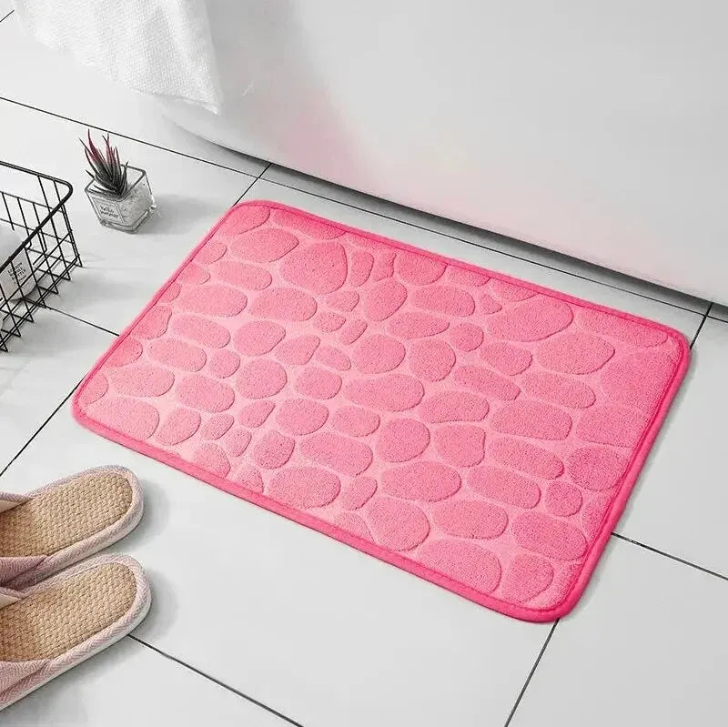 tapis bain velours microfibre rose clair gris moderne antidérapant 60x40cm