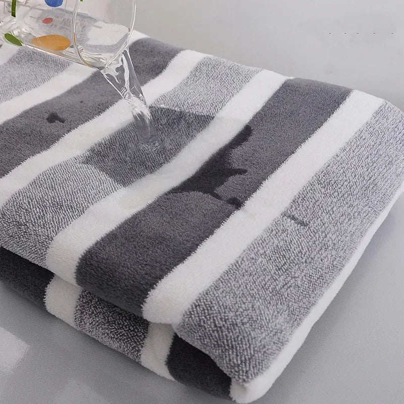 serviette bain rayées gris vert ultra douce absorption rapide dimension 140x70cm moderne