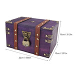 coffre bijoux bois violet vintage serrure réutilisable 22x15x13cm