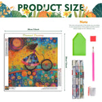 tableau diamant multicolore abstrait adhésif moderne toile pinceau ruban adhésif 30cm 30cm